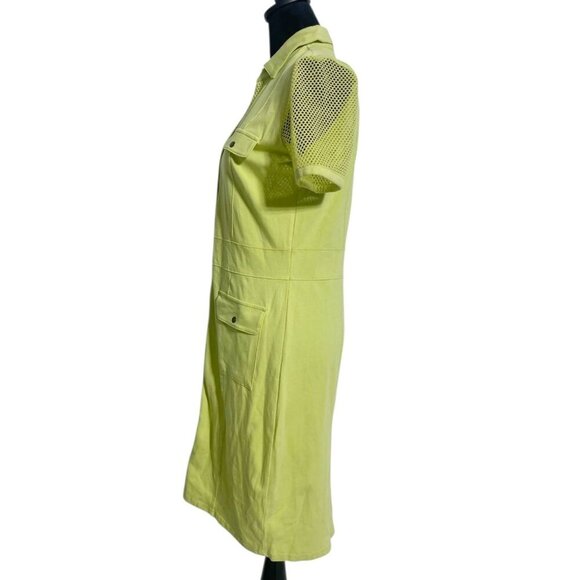 Dolcezza Size Shirt Small  Dress Green Yellow Short Sleeve Button Down Collared - Picture 4 of 6